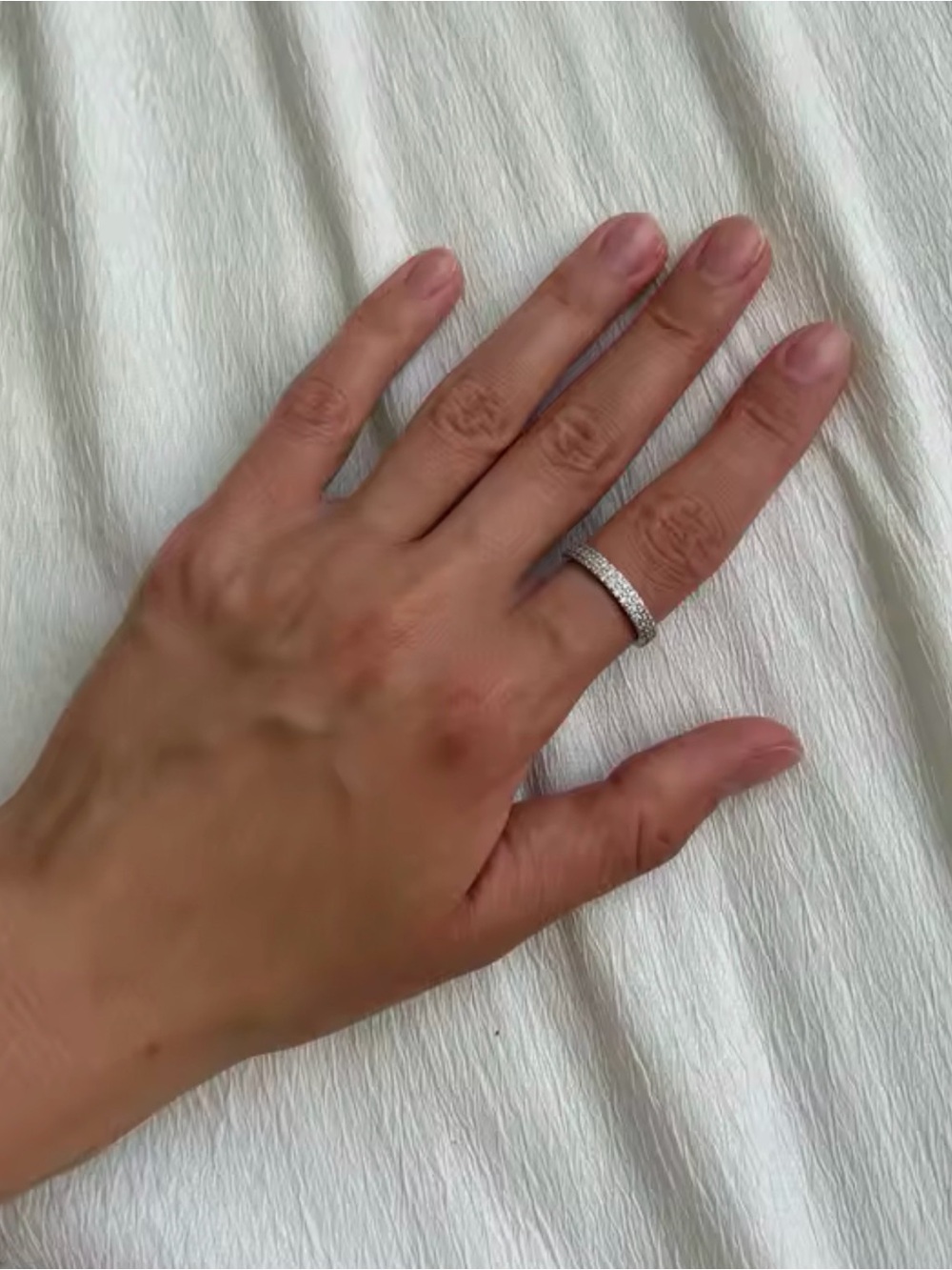 Silver Ring Triple-Row Pavé Band Ring in Silver with Clear Stones  High Quality - Picture 5 of 10